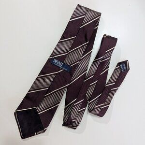 Vintage Polo Ralph Lauren Burgundy Striped Silk Tie - Made in Canada